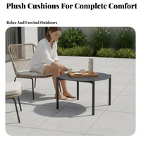 4-Piece Woven Sofa Seating Weather-Resistant Outdoor Furnishing Modern Design Patio Set for Businesses, Homeowners, Terrace, posterioryard, Balcony