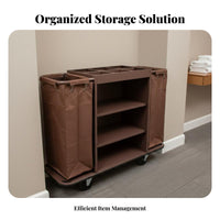 Lodging Laundry Cart Large Capacity Bag Housekeeping Cart Multi-Functional Commercial Cleaning Trolley for Housekeepers, Hotels, Office Buildings