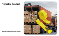 High Strength 5 Ton Ratchet Lashing Strap Long-Lasting Heavy Duty Cargo Strap with Hooks Reusable for Truck Drivers, Movers, Trailers
