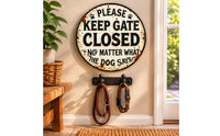 Round Metal Wall Plaque Paw Retro Print Iron Sign Rust-Brown Home Decor for Gate