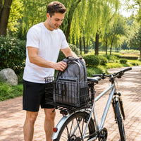 Universal Foldable Bicycle Basket with Hooks for Front or Rear Mount, Large Capacity Mountain Bike Basket