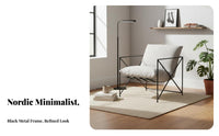 Nordic design seat paded Metal Frame Armchair Minimalist Design Accent Chair Removable and cleanable Cover Indoor Furniture Sturdy Construction for Cafe Owners, Interior Designers, Living Room, Small Apartment, Bedroom, perusing reading corner