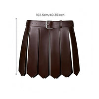 PU Leather Combatant Kilt Medieval Style Faux Leather Battle Skirt Halloween Costume Clothing