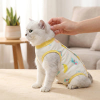 Cat Recovery Suit with Zipper, Thin Bodysuit in Polyester, Four-Leg Cat Suit for Post-Surgery Clothing, High Neck Anti Licking Weaning Protection