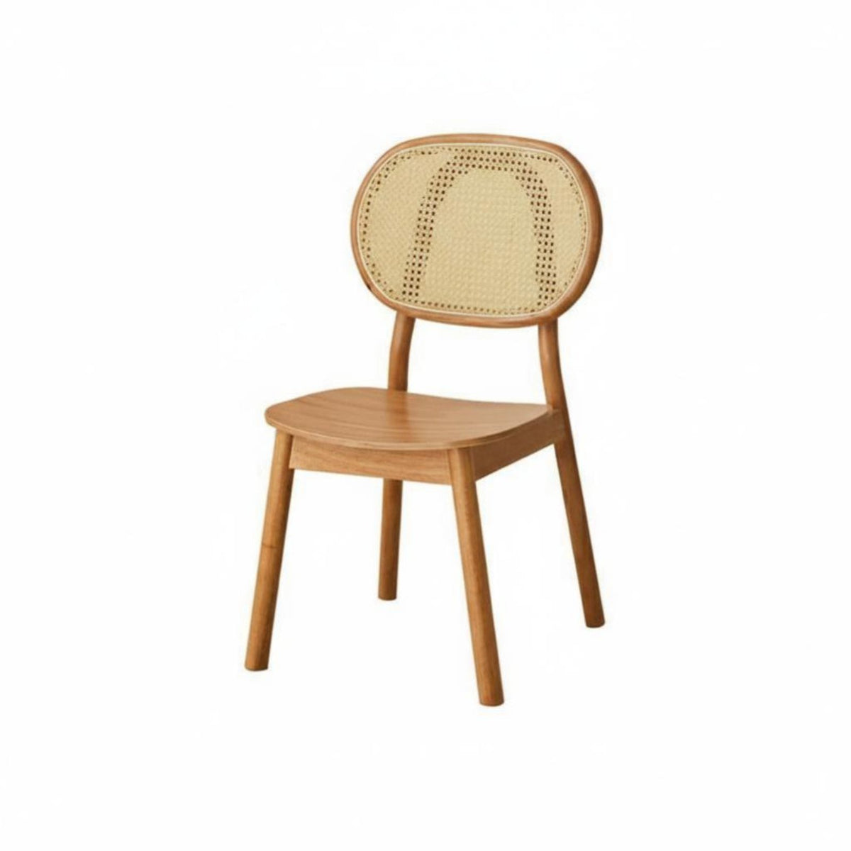 Nordic Inspired Cane Back Wooden Chair Natural Rattan Weave Armless Wooden Side Chair Solid Wood Frame Dining Seating Japanese Aesthetic for Interior Designers, Restaurant Owners, Homeowners, Guesthouse, Eatery, Kitchen, Home Office