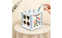 Wooden Busy Box with Bead Maze Child-Centered Activity Cube with Bead Maze Sensory Play Cube Educational Toddler Activity Center