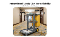 Large Capacity Multi-Purpose Cleaning Trolley Heavy Duty Housekeeping Cart Long-Lasting Commercial Cleaning Trolley Multiple Storage Shelves for Janitors, Property Management Personnel, Airports, Offices, Office Buildings