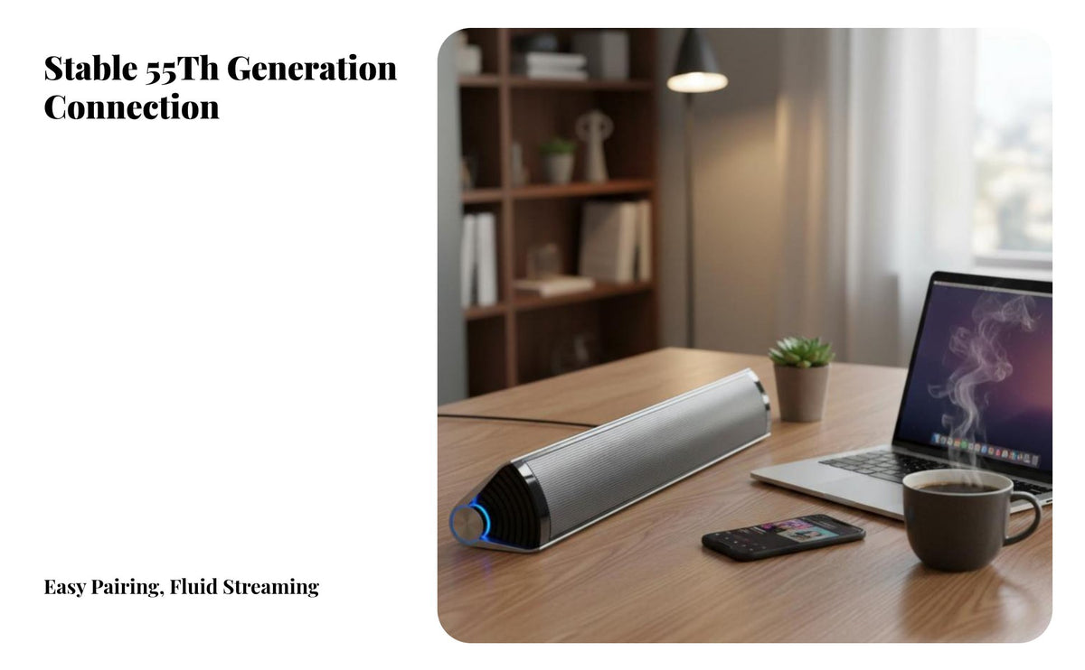 sleek Bluetooth Speaker Plug and Play Desktop Soundbar Portable Design Computer Peripheral for PC Users, Music Lovers, Bedroom, Gaming Setup, Travel