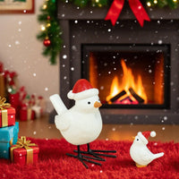 Parent and Chick Bird Decor Festive Display Christmas Bird Figurine Handcrafted Detail for Tabletop