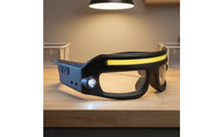 Rechargeable Glasses Style Headlamp Lightweight Headlamp with COB Light Bar Compact Wearable Glasses Light Portable for Mechanics, Runners, Repair Work