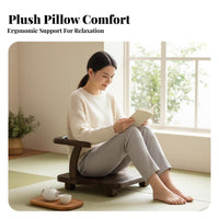 With Armrests Japanese Legless Chair spinal Support Legless Armchair adaptable Use spinalrest Seat Minimalist Design for Meditators, Work from Home Professionals, Students, floor mat Room, Bay casement, Floor, Bedroom