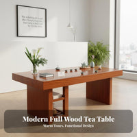 Space-Saving Design Gongfu Tea Table with Chairs Built-in Storage Rack Household Furniture Modern Chinese Design Home Furnishings Thickened Tabletop for Apartment Dwellers, Homeowners, Away Ice Managers, Balcony, Small Areas, Living Room
