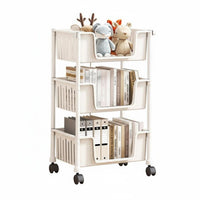 Space-Saving Multi-Tier Rolling Bookshelf with Wheels Multi-Tier Rolling Rack Large Capacity Book Trolley Strong Load-Bearing for Students, Home Office Workers, Teachers, Study Room, Bedroom, Classroom