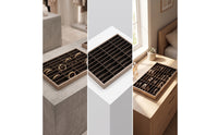 Brushed Gold Jewelry Display Tray Multi-Slot Jewelry Organizer Tray Rectangular Compact for Collectors, Showcases, Retail Counters