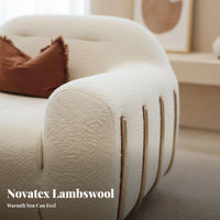 Curved Boucle Sofa Minimalist aesthetic Living Room Furniture Cream pale Couch for Apartment Dwellers, Design aficionados, Lounge Area, Home