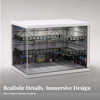 1:64 Scale Display Case Parking Garage Display Two Level Parking Model Industrial Style Dustproof Acrylic Door
