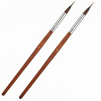 2 Pieces Numbered 8 and 10 Needle Tip Brush Brown Bristles Wood Handle Brush Metal Ferrule Art Supply Double Pack