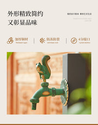Antique Bronze-Green Outdoor Faucet with Animal Design