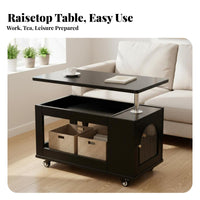 Height-Adjustable Lift-Top Rolling End Table Mobile Design Rolling C-Table Space-Saving Household Furniture Multi-Functional for Small Apartment Dwellers, Home Workers, Students, Living Room, Bedroom