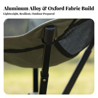 Quick Setup Collapsible Moon Chair No Assembly Required Folding Camp Chair High Weight Capacity Portable Seat Stable Frame for Picnickers, Backpackers, Fishing, Picnics, Backyard, Music Festivals