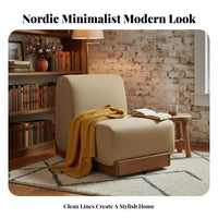 Nordic Design Upholstered Wood Frame Armchair Minimalist design Single Sofa Textured Upholstery Lounge Chair Breathable Fabric for Readers, Homeowners, Adults, Living Room, Bedroom, study alcove, Office