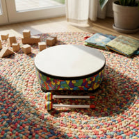 Tabletop Frame Drum with Wooden Drumsticks Floral Frame Drum with Drumsticks Padded Percussion Instrument Easy to Play for Music Teachers, Kids, Toddlers, Classroom, Playroom