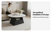 2 Pieces Space-Saving Round Coffee and End Table Set Rounded Edges Pair of Round Occasional Tables Versatile Use Indoor Furniture Stable Structure for Small Apartment Dwellers, Homeowners, Students, Living Room, Lounge Area, Office, Bedroom