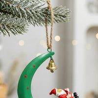 Metal Easter and Christmas Ornament Design Christmas Tree Hanging Decoration Festive Design Snowman Santa Elk Ornament for Homeowners, Stairs, 4.33 x 3.15 x 1.18 Inches