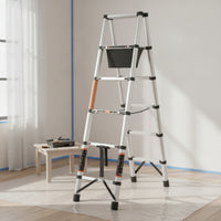 A-Shaped Ladder Stainless Steel Compact Ladder Extendable for Crafters, Homeowners, Home Maintenance, Renovation, Workshop