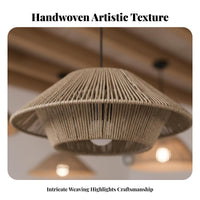 Woven Paper Rope Lampshade Handmade Woven Paper Rope Lamp Shade Rattan Design Hanging Shade Warm Ambiance Boho Basket Lamp Cover