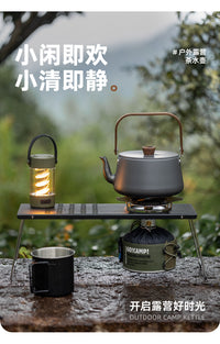 户外铝合金木柄茶壶露营烧水壶烧水泡茶壶野营野餐壶便携式咖啡壶