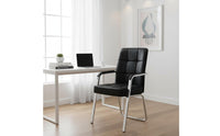 Comfortable for Long Sitting Padded Arm Conference Chair Ergonomic Design Padded Guest Armchair High-Density Cushion Leather Guest Armchair S-Shaped Backrest