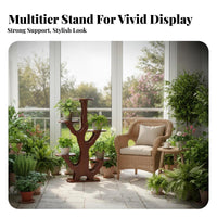 Floor-Standing Multi-Tier Tree-Shaped Pot Holder Chinese Design 5-Tier Plant Stand Elegant Decoration Flower Rack Sturdy & Long-Lasting for Homeowners, Indoor Gardeners, Apartment Dwellers, Living Room, Balcony, Bedroom, Office