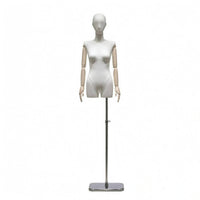 Cloth-Covered-Covered Half-Body Female Mannequin Textured Headless Torso Mannequin Narrow Shoulder Clothing Form Telescopic for Shop Window