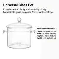 Glass Cooking Pots with Lid, High Borosilicate Glass Stockpot, Double Ear Handles, Universal Stovetop Compatible, Modern Minimalist Design