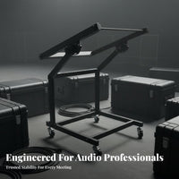 Anti-Slip Design 9U Mixer Rack Stand With Wheels 9U Rolling Rack Stand Heavy Duty Metal Construction Mobile Audio Workstation Ventilated Frame for DJs, Music Producers, Musicians, Live Performance, Stage