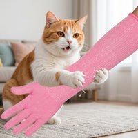 Pet Grooming Gloves with Reinforced PU, Elbow Length Cat Scratch Gloves, Dog Bite Gloves and Anti-Scratch Gloves for Animal Handling Protection