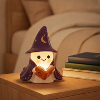 Wizard Night Reading Book Lamp Powered specters Statue with Glowing Book Tabletop Decorative Figure for Bedside Table