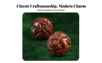 2 Pieces Chinese Astrological Hand Massage Balls Collectible Carved Wooden Baoding Balls Sturdy for Collectors, Office Workers, Stretching, Meditation