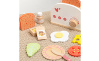 Wooden Pretend Breakfast Appliance Printed Symbols Toy Breakfast Set Smooth Painted Wooden Toy