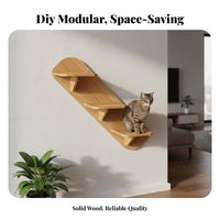 Solid Wood Wall-Mounted Cat Climbing Frame Space-Saving Wooden Cat Wall Furniture Multi-Level Design Kitty Climbing System Easy to Install for Apartment Dwellers, Pet Lovers, Apartments, Indoors, Living Room, Bedroom