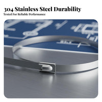 100 Pieces Stainless Steel Wire Tie Resistant Stainless Steel Zip Tie Automatic-Locking Metal Strap Rust-Resistant for Outdoor