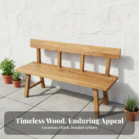 Rustic Design Bench with Backrest Natural and design Slatted Wood Bench adaptable Outdoor Furniture sturdy Duty for property owners, Business Owners, Cafe, Restaurant, Porch, Dining Room