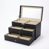 Eyeglasses Box with Mirror Tiered Sunglass Display Case Transparent for Dresser