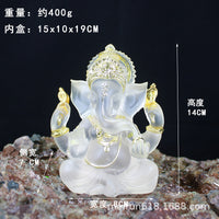 Water Glass Ganesha Resin Figurine for Home Decor