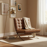 Designer Look Century-Century Modern Pavilion Chair Minimalist Design Armless Chair with Chrome Frame Fully Assembled for Living Room, Office, Reception Area