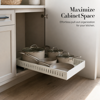 Pull-Out Pot and Pan Organizer Rack for Kitchen Cabinet or Countertop
