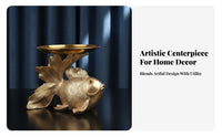 Fortune Symbol Golden Aquatic Creature Figurine Good Luck Charm Golden Aquatic Creature Statue Tray Luxurious Gold Finish for Living Room