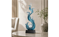Wave Sculpture with Crystal Sphere Lustrous Tabletop Ornament Artistic