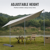Adjustable Tent Awning Support Poles for Camping, 1.9m-2.4m